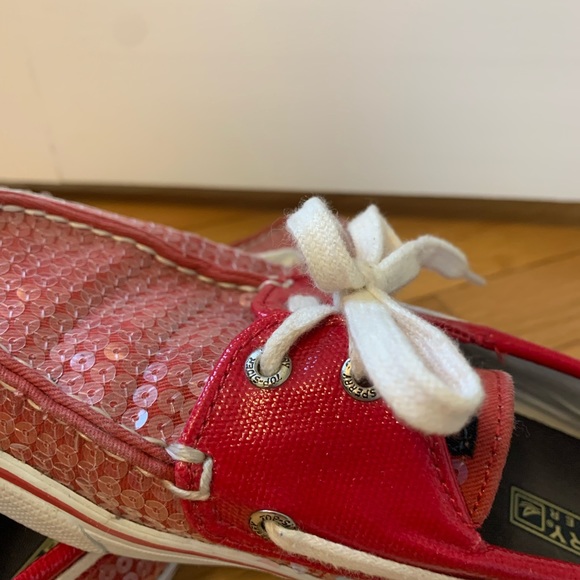 Red Sequin Sperry Top Siders Size 7 - Picture 9 of 9